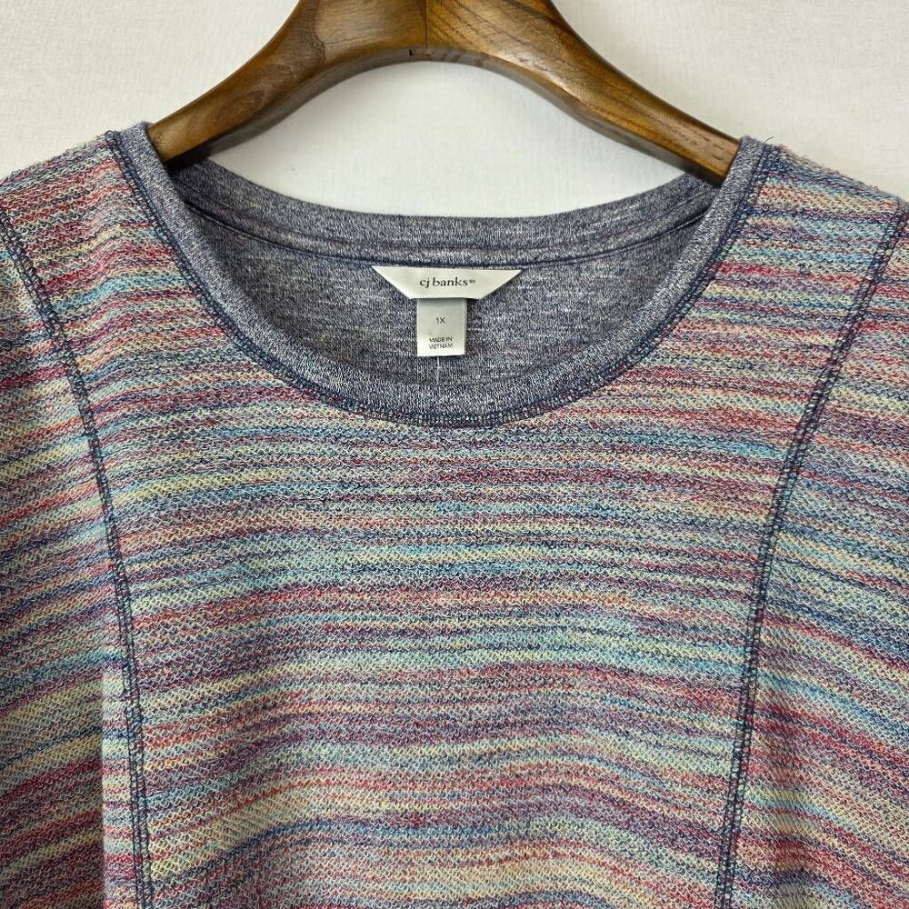 CJ Banks 1X Multicolor Space Dye Sweater Knit Tunic Top - Picture 4 of 11